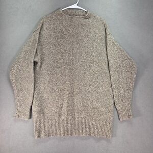 Uniqlo Sweater Womens Small Beige Heather Crewneck Long Soft Knit Pullover